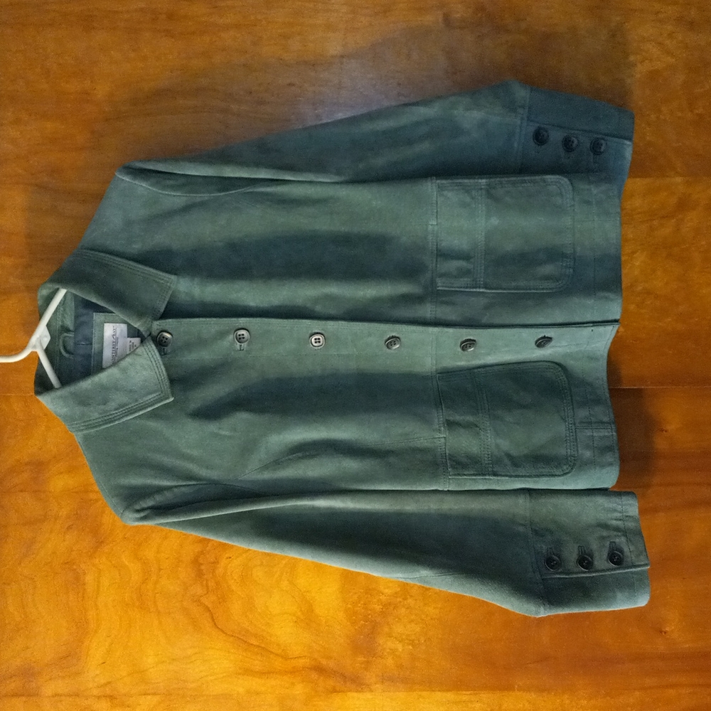 Vintage - Monterey Bay - 100% Suede - Seafoam Green - Button Up Jacket - *MED*